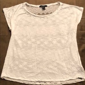 ⭐️Forever 21 white top w/ rhinestones & lace back